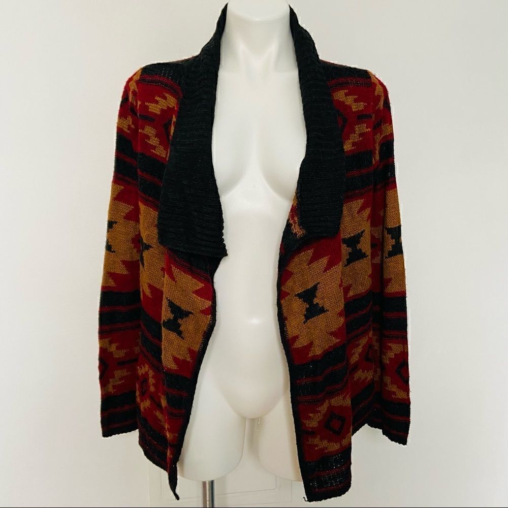 Aztec Print Knitted Waterfall Sweater - Picture 7 of 9